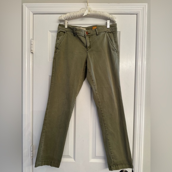Pilcro Anthropologie Fit Hyphen Chinos Olive Green Women’s 29 Boho Comfort Prep - Picture 4 of 13